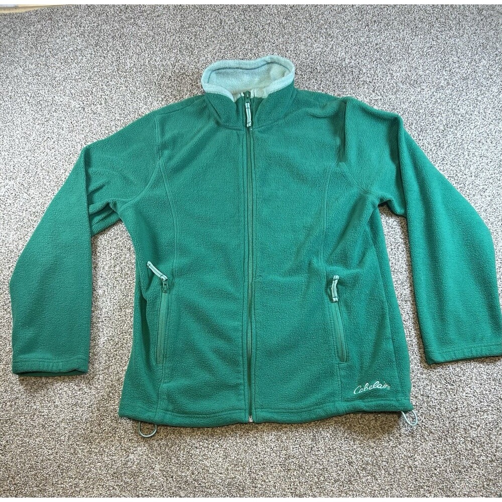 Cabela's Fleece Sweater Womens M Green Long Sleeve Outerwear‎ pre-owned